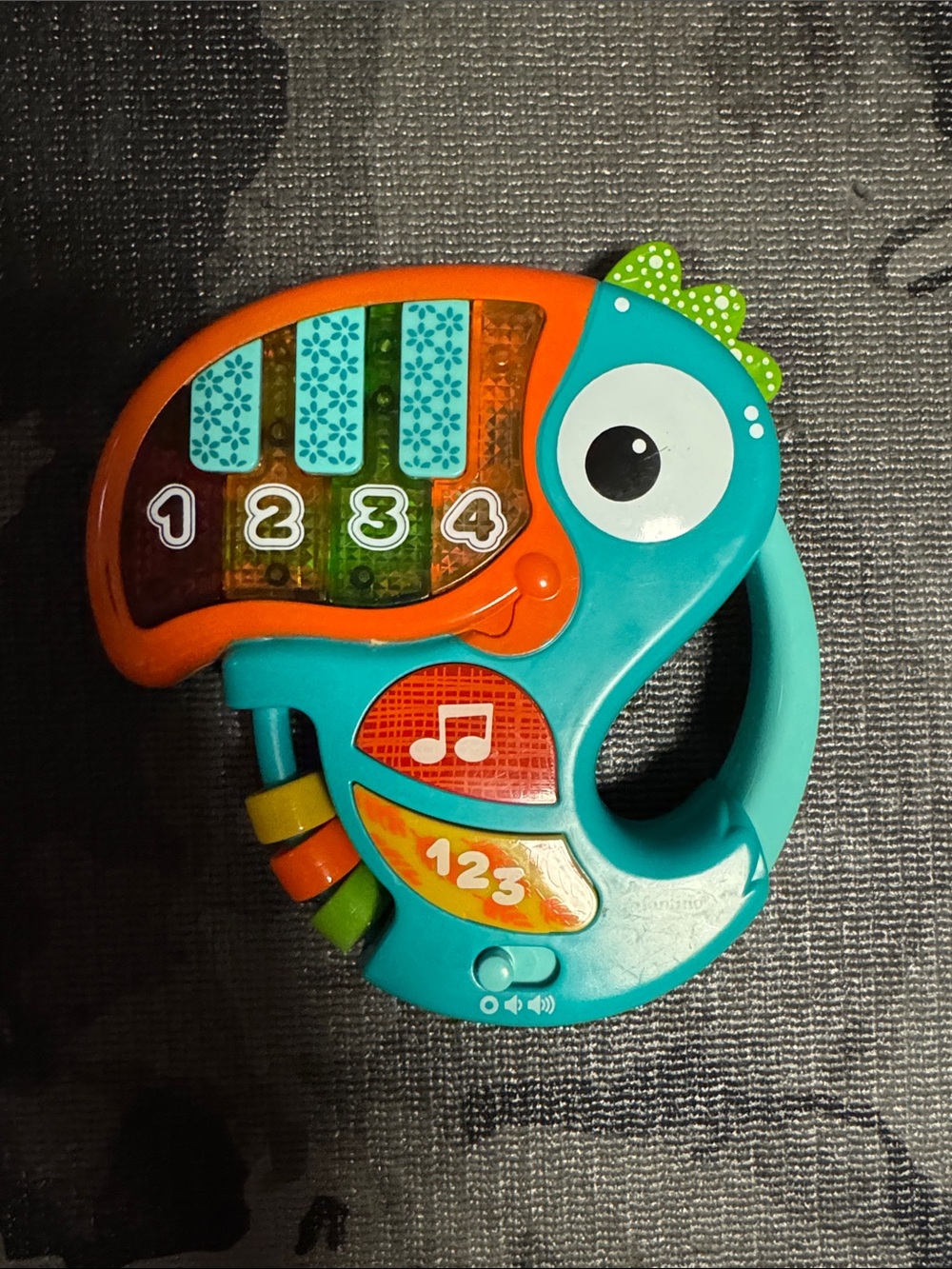 Infantino Teal and Orange Elephant 123 Music Rattle